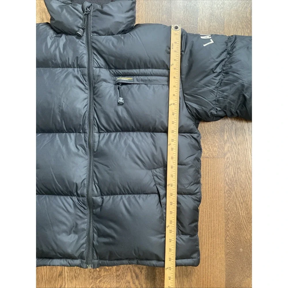 Vintage 90s Polo Ralph Lauren Down Puffer Jacket Large Black Spell Out Y2K